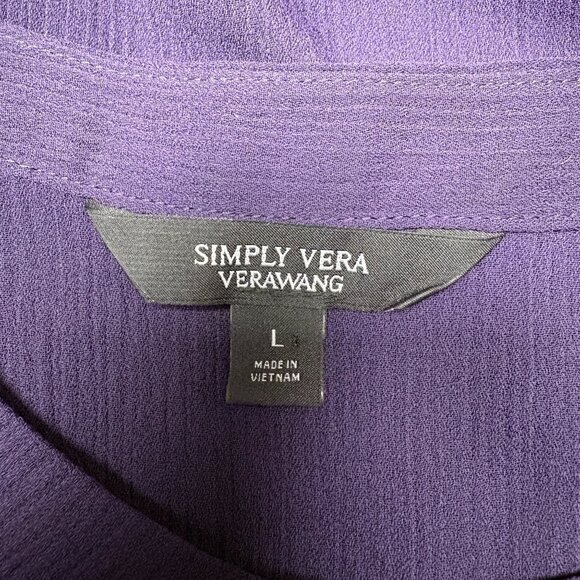 Vera Wang Blouse Womens Size Large Sheer Purple Cap Sleeve Popover Top Work - Picture 6 of 10